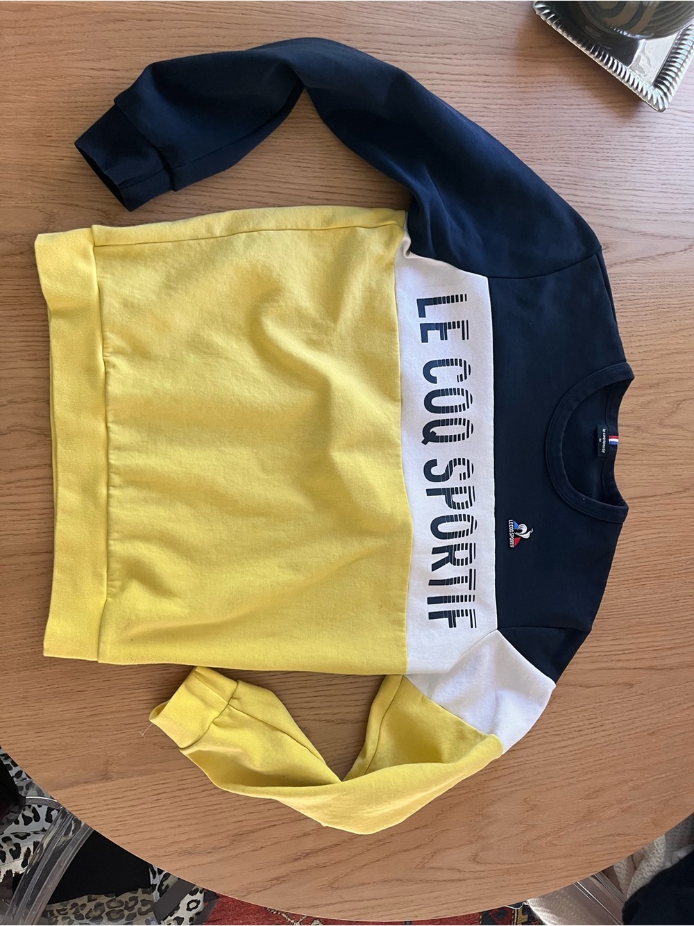 Le Coq Sportif Colorblock Crew Neck Sweatshirt - Yellow/Black